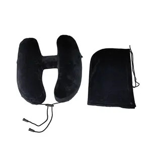 Special Design H Shaped Inflatable Airplane Pillow Neck Travel Pillow With Hoodie Inflatable Travel Pillow