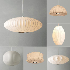Qianmao Fabric Pendant Light White Led Chandelier For Dining Room And Living Room New Chinese Style - Product Image 4