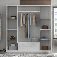 Lemari Pakaian Kayu Modern Ukuran Besar 2 Meter, Lemari MDF 4 Pintu, Lemari Pakaian Anak, Perabot Kamar Tidur, Promo Panas