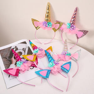 Pour <span class=keywords><strong>Amazon</strong></span> Offre Spéciale bandeau <span class=keywords><strong>licorne</strong></span> pour enfants accessoire de cheveux en tissu pour anniversaire et vacances Stock d'usine disponible - Product Image 1
