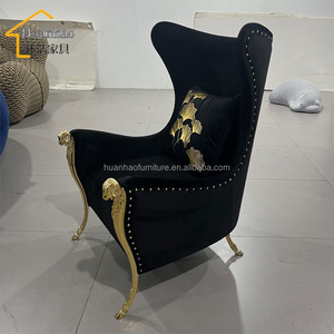 Fauteuil de luxe nordique pour salon, <span class=keywords><strong>chaise</strong></span> en métal au design italien unique, fauteuil d'appoint en velours à <span class=keywords><strong>dossier</strong></span> <span class=keywords><strong>haut</strong></span> - Product Image 2