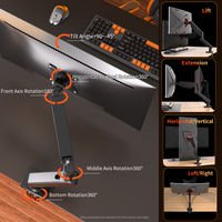 Soporte de Escritorio HILLPORT con Brazo para Monitor de 17-32 Pulgadas, con Resorte de Gas, Inclinación Ajustable, Metálico Negro, para Oficina Inteligente, en Stock