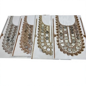 Parche de lona con diseño floral triangular, bordado a mano con hilo Dabka y cuentas, para coser en prendas, sombreros, regalos, textil Kushang - Product Image 1