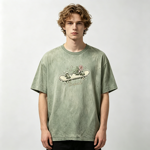 <span class=keywords><strong>T</strong></span>-<span class=keywords><strong>shirt</strong></span> Vintage Lavata Pesante con Grafica <span class=keywords><strong>Skateboard</strong></span> Rosa e Testo Curbside per Streetwear Estivo - Vendita all'Ingrosso per Brand - Product Image 2