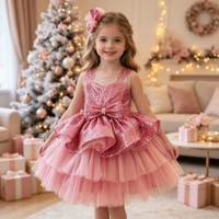 Robe tutu en tulle à plusieurs niveaux avec corsage à sequins et perles, bandeau fleuri assorti, costume de princesse pour Noël, robe de fête pour bébé fille