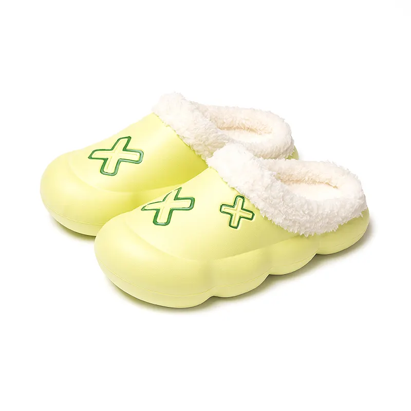 Waterproof Flat Women Man Warm Fluffy Slides Slippers Winter Outdoor and Indoor Cotton Shoes