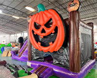 Château gonflable à thème citrouille d'Halloween avec toboggan, combo de jeux pour enfants, château sauteur pour festival