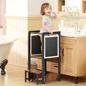 Ayudante de Taburete de cocina para niños pequeños 4 en 1 con riel de seguridad de pizarra Altura ajustable Torre de pie para niños para mostrador de cocina - Product Image 1