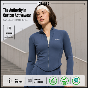 Chaqueta Charlo Steel Blue Sculptor con cintura en V, dobladillo ajustado, elástica y de compresión, para gimnasio, entrenamiento y fitness, venta al por mayor, OEM, GCC - Product Image 1