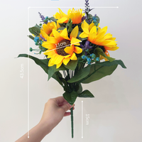 Bouquet de tournesols artificiels avec remplissage de lavande, fleurs artificielles pour la décoration de table, mariage et articles pour la maison, arrangements floraux en gros