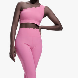 Skin-Friendly Gym Vest One-Shoulder Lace Back Beauty <b>Yoga</b> Top Sports Bra Removable Cups <b>Fitness</b> <b>Yoga</b> <b>Wear</b> - Product Image 2