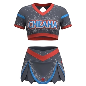 ชุดยูนิฟอร์มเชียร์ลีดเดอร์คุณภาพสูงสำหรับเด็กผู้หญิง ชุดแข่งขันโรงเรียน ดีไซน์เพชรระยิบระยับ ผ้าสแปนเด็กซ์/โพลีเอสเตอร์ - Product Image 3