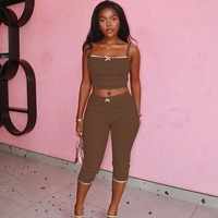 Offre Spéciale : Ensemble 2 Pièces Femme – Débardeur Sans Manches et Pantalon Moulant – Tenue d'Été – Prix de Gros