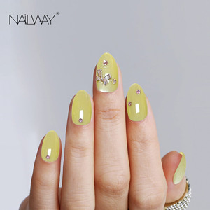 Nailway, 30 Uds., <span class=keywords><strong>Color</strong></span> <span class=keywords><strong>amarillo</strong></span>, Ojo <span class=keywords><strong>de</strong></span> coche, ovalado, venta al por mayor, prensa acrílica en <span class=keywords><strong>uñas</strong></span>, <span class=keywords><strong>uñas</strong></span> postizas con diamantes <span class=keywords><strong>de</strong></span> imitación - Product Image 2