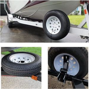 Rueda de <span class=keywords><strong>remolque</strong></span> de radios de 15 pulgadas con neumático radial ST205/75R15 montado, 5 orejetas en patrón de perno de 4,5 "para utilidad, barco, remolques RV - Product Image 5