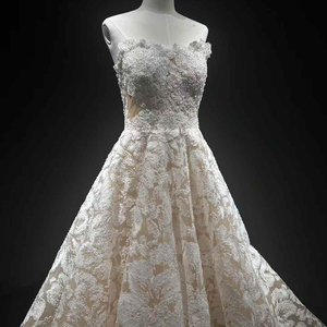 For NT49 Modern Long Lace-Up Crystal Embroidery <b>Boho</b> Sweetheart Sleeveless Lace Appliqued Flower <b>Wedding</b> <b>Dresses</b> - Product Image 4