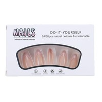Ongles press-on ABS nude naturels, faux ongles en amande, nail art réutilisable pour usage quotidien, 24 pièces