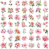 Ychon Usine En Gros Fleurs Roses Respectueux De L'environnement Autocollants Dessin Animé Rose Autocollants Floraux pour Ordinateur Portable Bouteille
