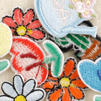 Patchs brodés coréens Wappen, motifs fleurs de dessin animé, autocollants thermocollants pour vêtements, accessoires de bricolage