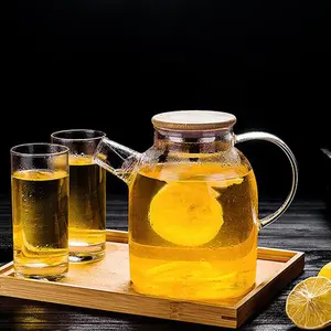 Service à thé en verre de cristal débloqué, théière en verre, carpe en verre, vente en gros,