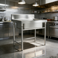 Commerciële restaurantkeuken spoelbak van SUS304 roestvrij staal, modern design, gepolijste afwerking, 2 jaar garantie voor gebruik in restaurants en hotels