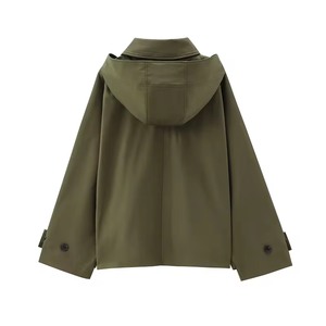 <span class=keywords><strong>Demi</strong></span>-<span class=keywords><strong>saison</strong></span> coupe-vent vêtements d'extérieur femmes 2024 automne extérieur surdimensionné Bomber veste manteaux vert chaud hiver vestes à capuche - Product Image 3