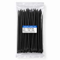Attaches-câbles en nylon noir 7,6x200mm, attaches-câbles autobloquantes, sangles de fixation robustes pour câblage électrique, usage domestique et industriel, 100 pièces