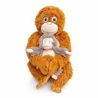 Peluche de singe brun doux avec un petit singe gris en peluche pour cadeau d'enfant et décoration de chambre
