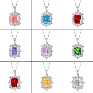 Pendentifs et Breloques Tendance en Cuivre Géométrique avec Zircon Coloré et Diamant à Haute Teneur en Carbone 10*14mm, Style Iced Out, Très Vendus sur TikTok - Product Image 1