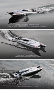 Lancha a Control Remoto Transfronteriza, Lancha Rápida Eléctrica de Alta Velocidad 2.4G, Juguete Acuático Recargable para Niños, Juguete de Verano para Exteriores - Product Image 2