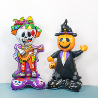 Grand Support Halloween Feuille Ballons Citrouille Fantôme Ballons Chauve-Souris Araignée Sorcière Monstre Tête Hélium Géant Halloween Fête Décoration