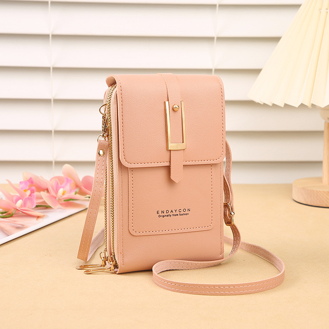 High Quality Women's Soft Leather Crossbody Shoulder Strap Card Holder Magnetic Wallet Waterproof Cell Phone Purse for Oppo