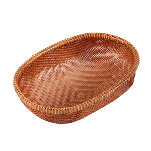 Bandejas de servir de bambú tejidas con patrón de espiga, platos redondos para ceremonia del té, cestas de almacenamiento para el hogar - Product Image 5