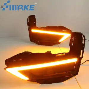 Smrke For Car Accessories日产X-Trail 2016- 2019 LED DRL日间行车灯，带转向黄色信号日光雾灯