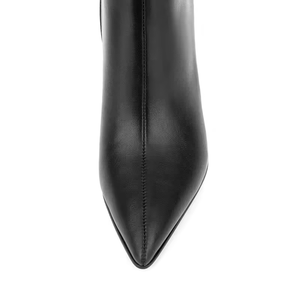 Bottes hautes d'extérieur pour femmes, bottes longues à bout pointu, couleur noire unie, en cuir, chaussures pour femmes, bottes à talon aiguille - Product Image 6