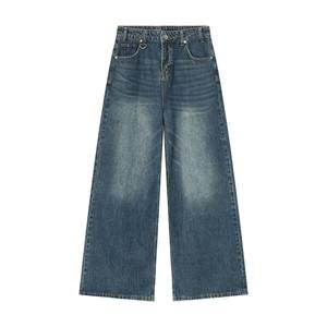Pantaloni da Uomo <span class=keywords><strong>Streetwear</strong></span> di Alta Qualità Jeans Lavaggio <span class=keywords><strong>Vintage</strong></span> da Uomo Pantaloni Lunghi Larghi a Gamba Dritta con Tasche a Cerniera - Product Image 1