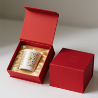 Boîte en papier personnalisable haut de gamme trois-en-un avec fermeture magnétique papillon, bougies parfumées, gaufrage noir et feuille d'or 2 mm