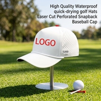 Casquette de baseball unisexe 5 panneaux en nylon imperméable pour sports de plein air, motif léopard, avec corde perforée, marqueur de balle magnétique et support de tee de golf