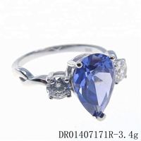 Juego de Joyería de Plata de Ley 925 con Tanzanita en Corte Pera Vintage para Boda, Compromiso o Aniversario