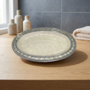 Plaque en aluminium avec intérieur émaillé et nacre, sans danger pour les aliments, compatible lave-vaisselle, micro-ondes et four, sans poignée - Product Image 4