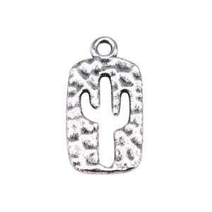 Abalorio con Forma de <span class=keywords><strong>Cactus</strong></span> 24x12mm, Aleación de Zinc con Acabado Martillado en Tono Plata Antigua y Dorado para Fabricación de Pulseras - Product Image 3