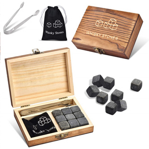 Coffret cadeau de 9 pierres à <span class=keywords><strong>whisky</strong></span> en <span class=keywords><strong>granit</strong></span> réutilisables boîte en bois glaçons de refroidissement écologiques pour cocktail de bière et de <span class=keywords><strong>whisky</strong></span> - Product Image 6