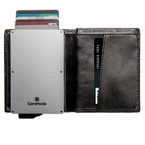 Cartera de Aluminio con Bloqueo RFID CardHoda para Hombre, Tarjetero Corto de Cuero, Cierre Plegable Minimalista, Anti-Robo, Bolsillo Frontal - Product Image 2