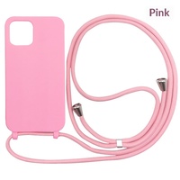 Coques de téléphone portables simples, couleur bonbon, épaisses, respectueuses de la peau, anti-chute, avec cordon de protection intégré