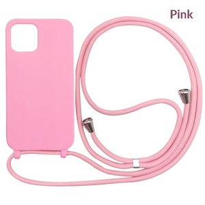 Étuis de téléphone portables simples de couleur bonbon, épaissis, doux pour la peau, anti-chute, avec cordon de protection monobloc - Product Image 6