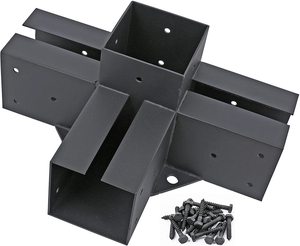 Support d'angle à Angle droit à 4 voies en acier inoxydable avec vis pour support de Pergola à faisceaux de <span class=keywords><strong>bois</strong></span> 4*4 - Product Image 2