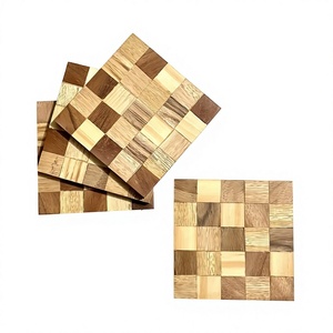 <b>Unique</b> Style Acacia Wood <b>Chess</b> Design Coasters for Drinks Classic Style Mango Wood Mats and Pads Table Decor and Heat Resistant - Product Image 1