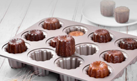 Loyang Canelé Baja Karbon Mewah untuk Kue, Anti Lengket, Berlekuk, untuk Grosir Toko Roti