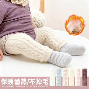 Calcetines gruesos de lana de doble cara por encima de la rodilla para bebés y niños pequeños, cálidos y cómodos para otoño e invierno, para uso en interiores - Product Image 3