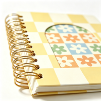 Carnet à spirale personnalisé en PU à motif floral avec fenêtre découpée, agenda-journal à fleurs, cadeau